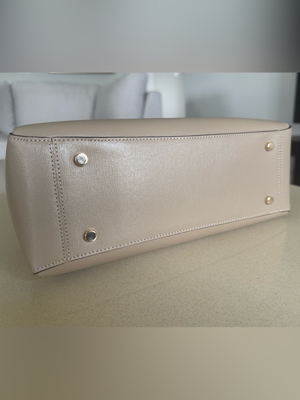 Kate Spade Serena Saffiano Leather Satchel Bag Neutral Tan Parchment Crossbody - Picture 6 of 10
